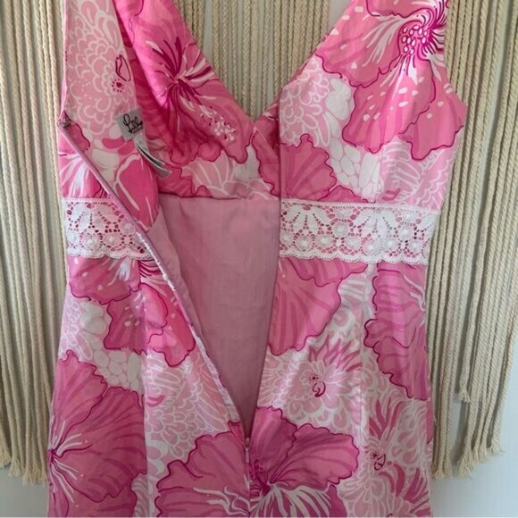 LILLY PULITZER Old World Charm Shell Pink Rylan Dress Vintage White Label 4 - Picture 10 of 16